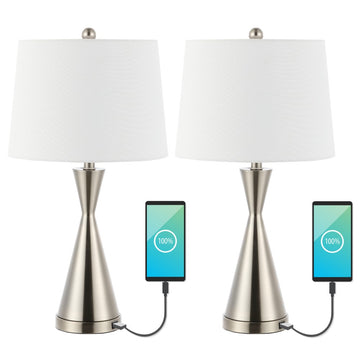 Colton 26" Classic French Country Iron LED Table Lamp with USB Charging Port - JONATHAN Y